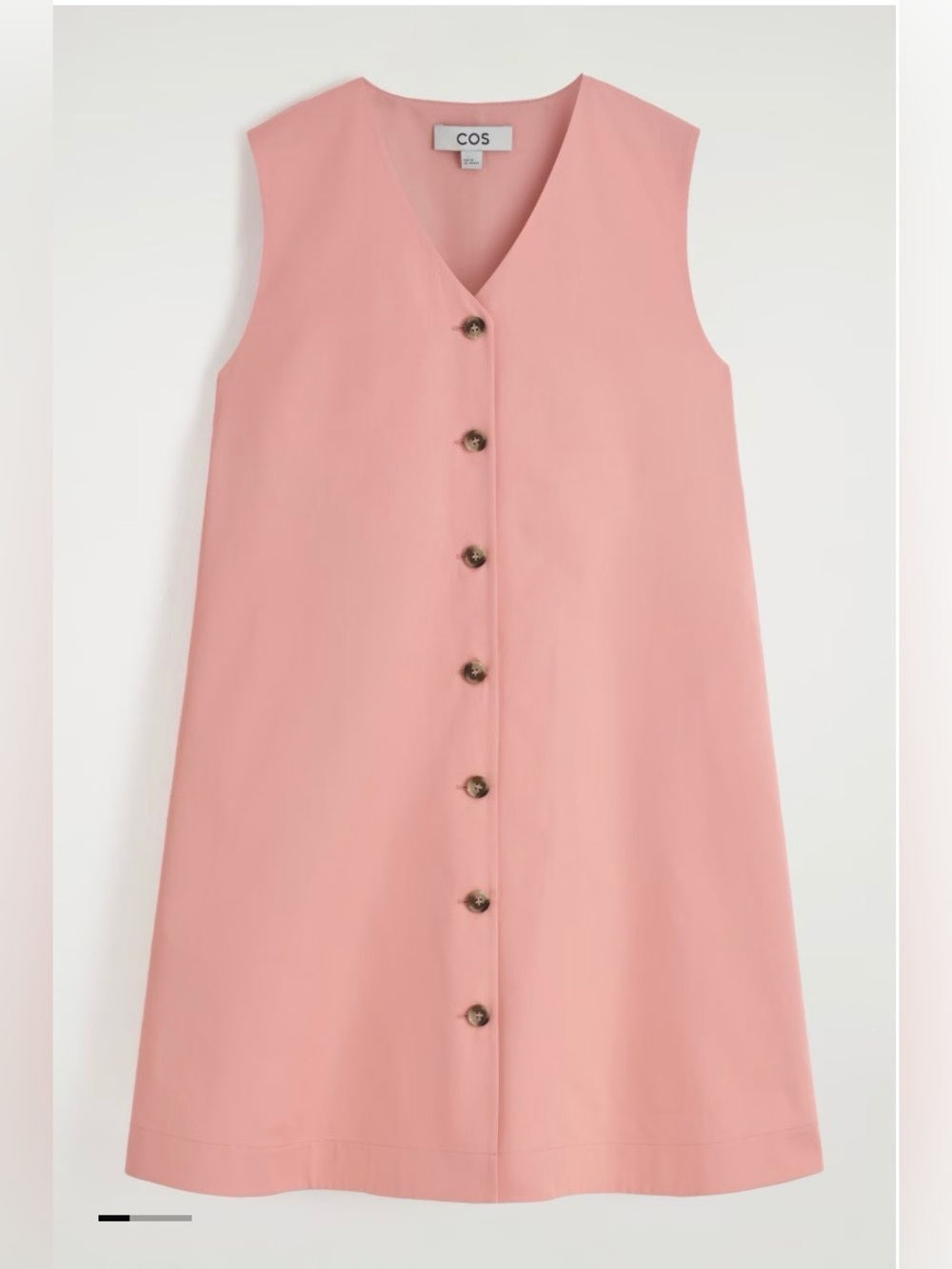 COS Button Pima Cotton Blush Pink Sleeveless A-Line Dress